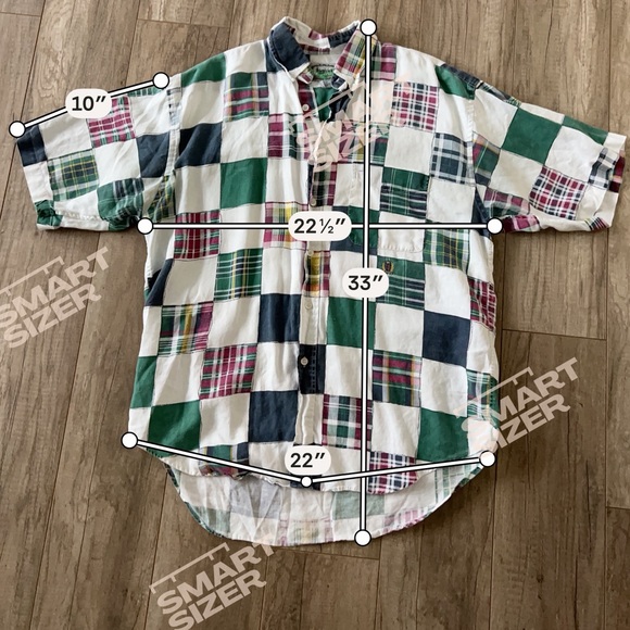 Mens Siegfried Vintage Plaid Patchwork Button Shirt Green White M Cotton Red - Picture 4 of 4
